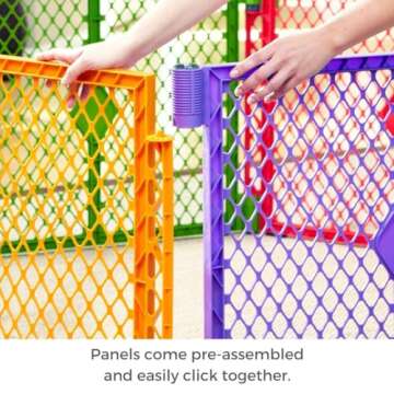 Toddleroo by North States Superyard Colorplay 8 Panel Free Standing Play Yard, Indoor or Outdoor Baby Playpen, Baby Gate. Made in USA. 6.5 feet corner to corner play pen (26" Tall, Multicolor)