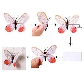 24pcs 3D Vivid Special Man-Made Lively Butterfly Art DIY Decor Wall Stickers Decals Nursery Decoration, Bathroom Décor, Office Décor, 3D Wall Art, 3D Crafts for Wall Art Kids Room Bedroom