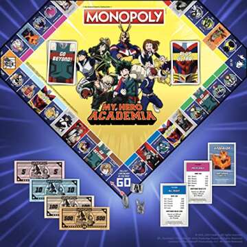 Monopoly: My Hero Academia Board Game | Buy, Sell, Trade Fan-Favorite Heroes from The Popular Anime Show | Classic Monopoly Game | Officially-Licensed My Hero Academia Merchandise