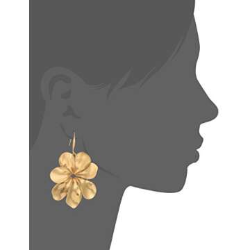 Robert Lee Morris Women's Sculptural Flower Gold Drop Earrings, One Size