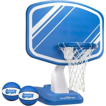 GoSports Splash Hoop PRO Swimming Pool Basketball Game - Includes Poolside Water Basketball Hoop, 2 Balls and Pump - Choose Your Color