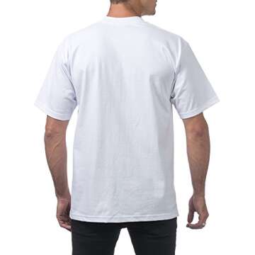 Pro Club Men's 3-Pack Heavyweight Cotton Short Sleeve Crew Neck T-Shirt, White, Medium