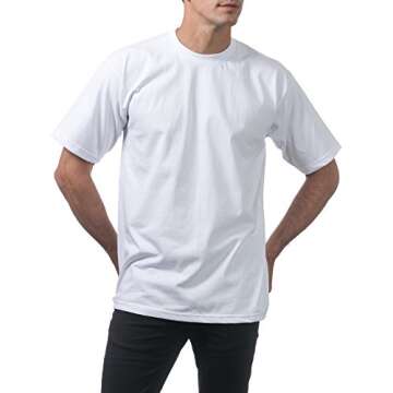 Pro Club Men's 3-Pack Heavyweight Cotton Short Sleeve Crew Neck T-Shirt, White, Medium