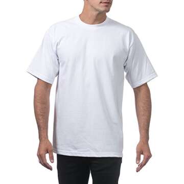 Pro Club Men's 3-Pack Heavyweight Cotton Short Sleeve Crew Neck T-Shirt, White, Medium