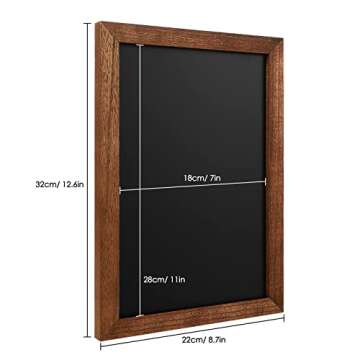 TORASO Chalkboard, Solid Wood Frame Magnetic Chalkboard Sign, Rustic Walnut Wood Framed Chalk Board for Wedding, Kitchen, Bar, Restaurant, Menu & Home Decor, Hanging Chalkboards, 8.5" x 12"(BN-2232)