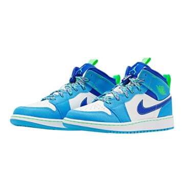 Jordan Youth 1 Mid SE GS DA8010 400 Sprite Blue - Size 6Y