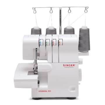 SINGER | Finishing Touch 14SH6540 Differential-Feed Serger Sewing Machine including 4-3 Stitch Configuration, Color-Coded Lay-in Threading System