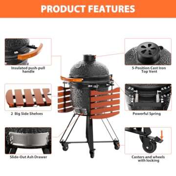 Portable ROOMTEC 18'' Kamado Charcoal Grill