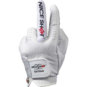 Nice Shot The Bird Men's Golf Glove in Premium White Cabretta Leather