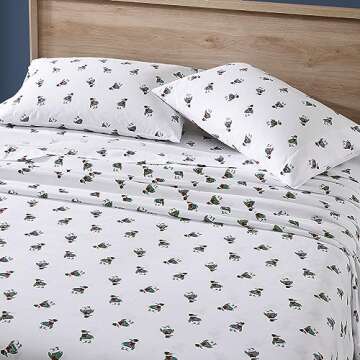 Nautica - Queen Sheet Set, Brushed Flannel Bedding Set, Soft & Cozy Home Decor (Penguin Toss, Queen)