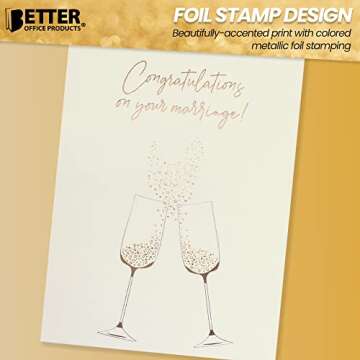 Better Office Products Wedding Congratulations Card with Metallic Gold & Silver Foil