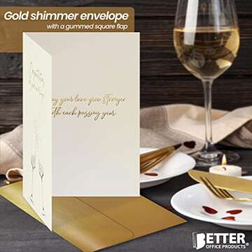 Better Office Products Wedding Congratulations Card with Metallic Gold & Silver Foil