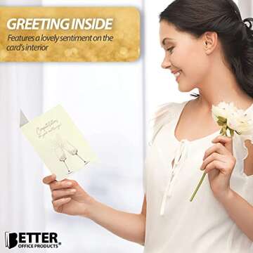 Better Office Products Wedding Congratulations Card with Metallic Gold & Silver Foil