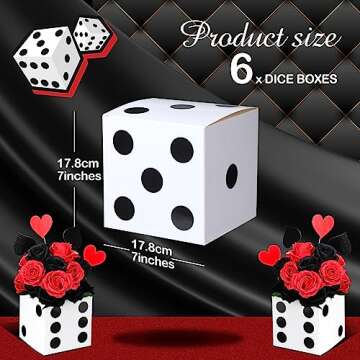 Jexine 15 Pcs Dice Favor Boxes 7 x 7 x 7 Inches Casino Theme Party Decorations Three Dimensional Dice Decor for New Year Centerpieces Casino Night Las Vegas Party Supplies(White)