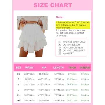 Aoudery Flowy Shorts for Women Casual Boho Ruffle Tiered Skorts High Waist Mini Skirts Golf Tennis Butterfly Crochet Shorts - All Hot Pink XS