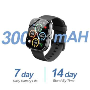 Smart Watch, 1.91" Smartwatch for Men Women (Answer/Make Call), Fitness Tracker with 100+ Sport Modes, IP68 Waterproof, Heart Rate/Sleep Monitor, Spo2, Pedometer, Activity Tracker for Android iOS