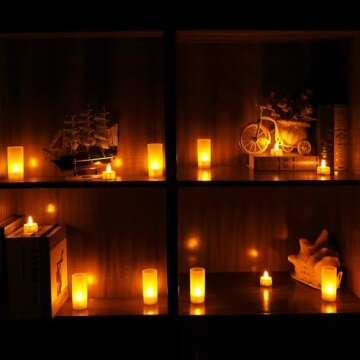 Esup Rechargeable Candles Flameless Flickering Candles Tealights 12pcs/Set with White Base, Decoration Parties, Weddings, Bar, Family, Dinner Outdoor Picnic