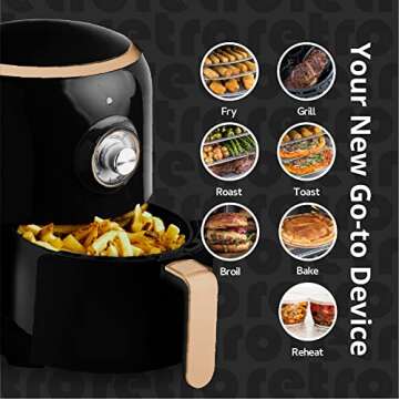 Aria Air Fryers RAF-595 Air Fryer, 2Qt, Black