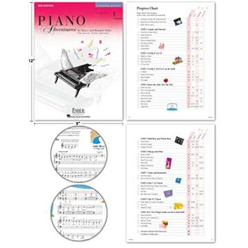 Piano Adventures Level 1 2nd Edition Bundle Set By Nancy Faber - Lesson, Theory, Performance, Technique & Artistry Books & Juliet Music Piano Keys 88/61/54/49 Full Set Removable Sticker