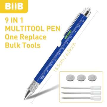 BIIB Stocking Stuffers for Adults Men Him 9 in 1 Multitool Pen, White Elephant Gifts for Adults, Gifts for Men, Mens Christmas Gifts for Him Dad Husband Grandpa, Dad Gifts for Men Who Have Everything