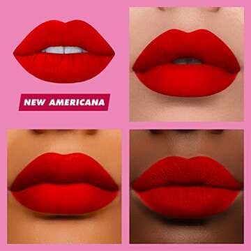 Lime Crime Velvetines Liquid Matte Lipstick, New Americana (Flame Red) - Bold, Long Lasting Shades & Lip Lining - Stellar Color & High Comfort for All-Day Wear - Talc-Free & Paraben-Free