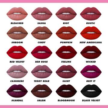 Lime Crime Velvetines Liquid Matte Lipstick, New Americana (Flame Red) - Bold, Long Lasting Shades & Lip Lining - Stellar Color & High Comfort for All-Day Wear - Talc-Free & Paraben-Free