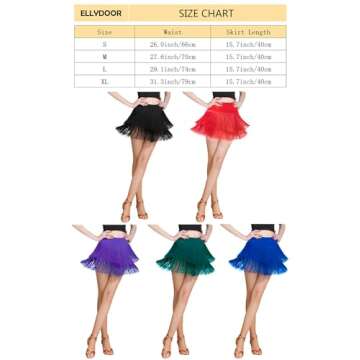 ELLYDOOR Fringe Dance Skirts for Women Teens Ballroom Latin Salsa Skirt Festive Rave Sexy Mini Shorts Skirt Tag S, Black