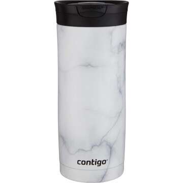 Contigo Huron Stainless Steel Travel Mug with SNAPSEAL Lid, 16oz., White Marble