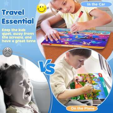 Preschool Learning Activities Search and Find Books, Travel Game for Road Trip Car Airplane, Busy Book Activity Books Birthday Gifts for Kids Ages 3-8