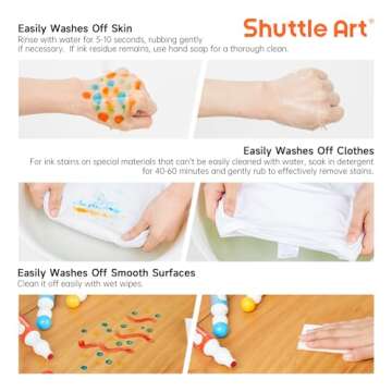 Shuttle Art Dot Makers, 12 Colors Bingo Daubers with 20 Unique Patterns of Dot Book for Toddler Art Activities, Non-Toxic Washable Coloring Markers for Preschool Kids Learning