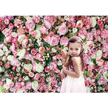 Art Studio 3D Flower Photo Background Pink Rose Photography Backdrop for Pictures Newborn Bridal Shower Birthday Party Banner Decor Supplies Vinyl Photo Studio Props 7x5FT