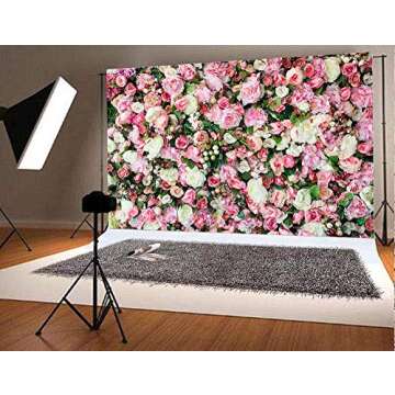 Art Studio 3D Flower Photo Background Pink Rose Photography Backdrop for Pictures Newborn Bridal Shower Birthday Party Banner Decor Supplies Vinyl Photo Studio Props 7x5FT