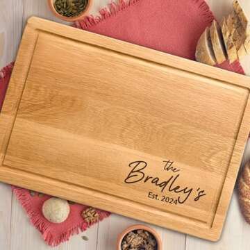 Personalized Engraved Wood Cutting Board for Couples, Walnut Edge Engraved Custom Wedding Gifts, Best Gift Ideas for Christmas, Parents, Anniversary, Housewarming, House Closing, Engagement, Friends