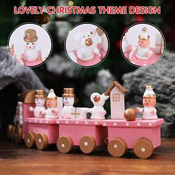 1pc Wooden Train Table Decoration Christmas Style Train Decor Wood Adornment Festive Desktop Decor Table Ornament Table Train Decor Train Ornament Christmas Theme Decor