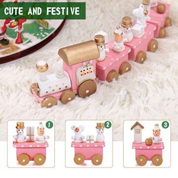 1pc Wooden Train Table Decoration Christmas Style Train Decor Wood Adornment Festive Desktop Decor Table Ornament Table Train Decor Train Ornament Christmas Theme Decor