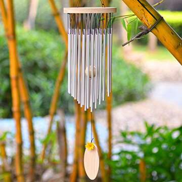 SuninYo Wind Chimes Outdoor,22 Tubes Wind Chimes with S Hook,a Quality Gift for Garden, Patio, Balcony and Indoor Decor, Silver