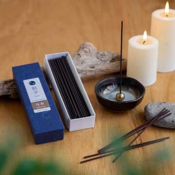 Asayu Japan Natural Low Smoke Agarwood Incense Sticks, Sample Size Japanese Incense for Evening Relaxation, Yoga, Meditation. Smokeless Incense with Less Irritation and Non-Toxic