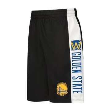 Ultra Game NBA Golden State Warriors Mens Mesh Basketball Shorts, Black, XX-Large