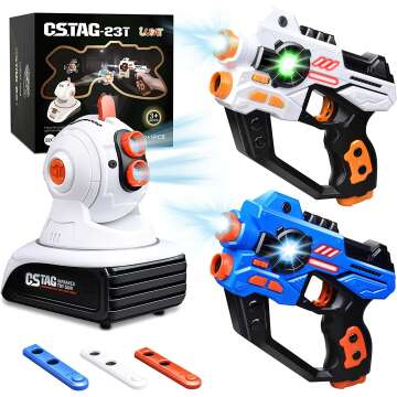 Laser Tag Set, 2 Laser Toy Gun with Projector & 3 Target Cartridges, Shooting Battle Game Toy for Kid Teens Adults Boys & Girls, Indoor Outdoor Family Group Activity, Gift for Kids Ages 8-12+ Year Old