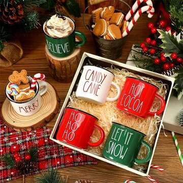 Christmas Mini Coffee Mugs Set of 6 Hot Cocoa Let It Snow Mini Coffee Cups Tiered Tray Decor for Xmas Holiday Kitchen Coffee Bar Decorations Housewarming Gift