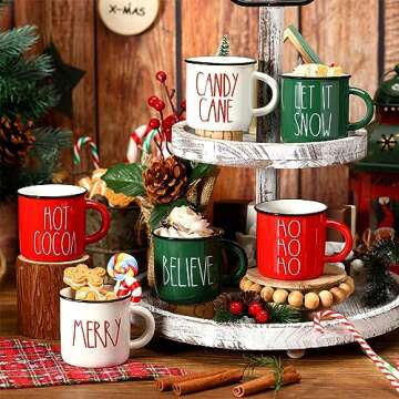 Christmas Mini Coffee Mugs Set of 6 Hot Cocoa Let It Snow Mini Coffee Cups Tiered Tray Decor for Xmas Holiday Kitchen Coffee Bar Decorations Housewarming Gift