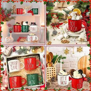 Christmas Mini Coffee Mugs Set of 6 Hot Cocoa Let It Snow Mini Coffee Cups Tiered Tray Decor for Xmas Holiday Kitchen Coffee Bar Decorations Housewarming Gift