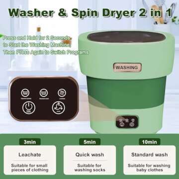 Mini Portable Washing Machine Small - 18L Portable Mini Washing Machine with Spin, Mini Lavadora Portatil Washer Foldable, Small Washing Machine Portable Used for Travel Green [2024 Clean S+]