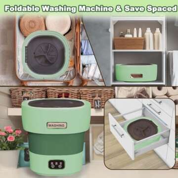 Mini Portable Washing Machine Small - 18L Portable Mini Washing Machine with Spin, Mini Lavadora Portatil Washer Foldable, Small Washing Machine Portable Used for Travel Green [2024 Clean S+]