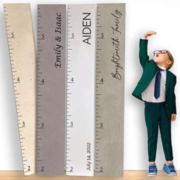 HEADWATERS STUDIO Personalized Growth Chart for Wall - Kids Height Ruler, Wooden Growth Chart for Kids, Wall Ruler for Kids Height Measurement and Height Growth Chart for Home - Kids Sizing Chart