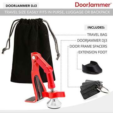 DoorJammer DJ3 Portable Door Lock Brace for Home Security and Personal Protection | Hotel Room, Apartment Safety, Travel Door Stopper