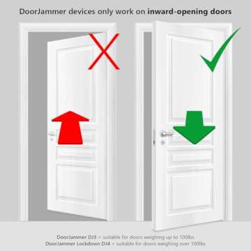 DoorJammer DJ3 Portable Door Lock Brace for Home Security and Personal Protection | Hotel Room, Apartment Safety, Travel Door Stopper