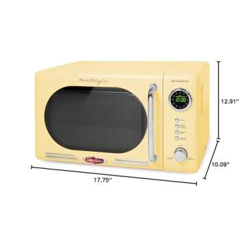 Nostalgia Retro Compact Countertop Microwave Oven - 0.7 Cu. Ft. - 700-Watts with LED Digital Display - Child Lock - Easy Clean Interior - Yellow