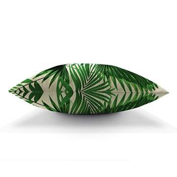 Moslion Palm Tree Pillow,Home Decor Throw Pillow Cover Realistic Vivid Leaves of Palm Tree Growth Ecology Botany Themed Prin Cotton Linen Cushion for Couch/Sofa/Bedroom18 x 18 inch Pillow case