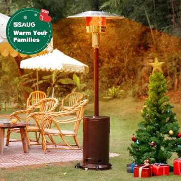 SMUG 48,000 BTU Propane Patio Heater with Wheels for Outdoor Use